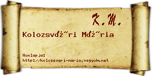Kolozsvári Mária névjegykártya